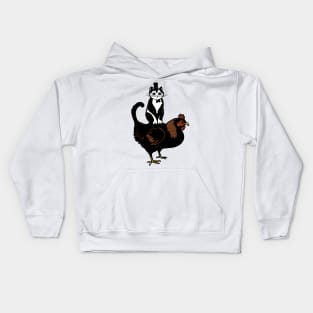 Tuxedo Cat on a Chicken Kids Hoodie